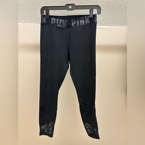 PINK Victoria's Secret Black Mesh Ankle Leggings